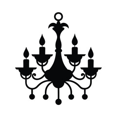 black silhouette chandelier arm vector icon