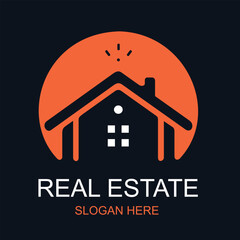 Minimalist real estate logo with tagline space vector