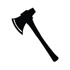 black silhouette wood axe vector icon