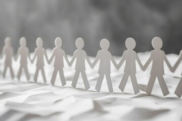 Paper figures holding hands on a textured background symbolize unity and collaboration