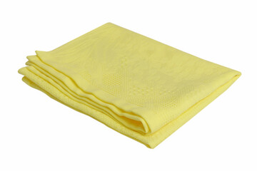 Yellow kitchen towel isolated on white background
