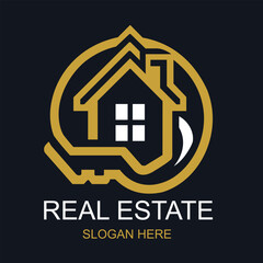Professional Real Estate Logo with Slogan Space Vector
