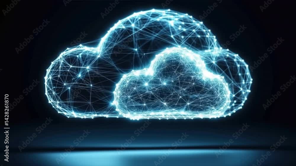 Aufkleber a glowing digital cloud network representing data storage and connectivity in the modern technologic