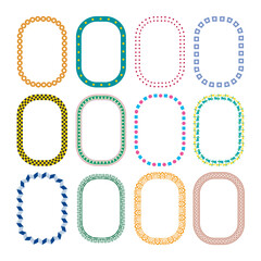 Colorful border set. Oval frame collection. Decorative vector shapes. Bright border design.