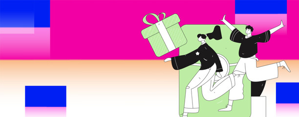 Use red envelopes to attract new customers and promote activity. Flat vector character concept illustration
