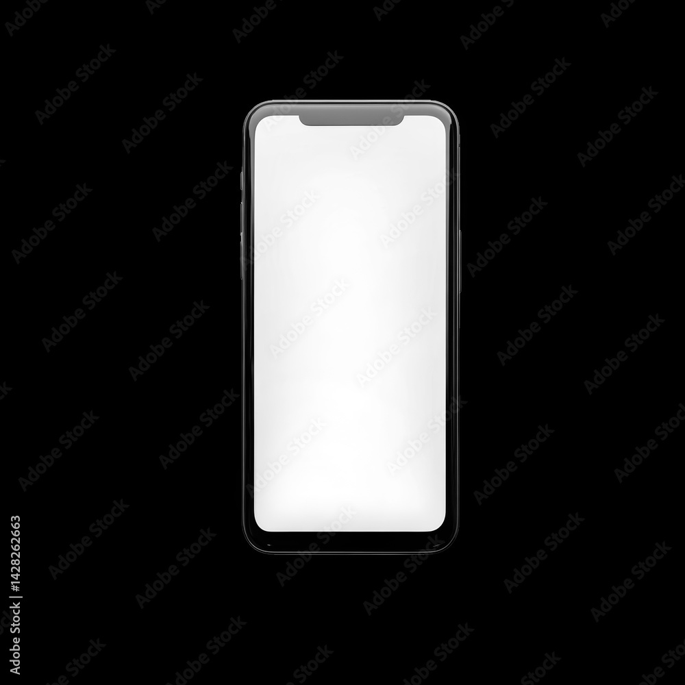 Poster modern black smartphone mockup with blank screen for app presentation and on transparent background