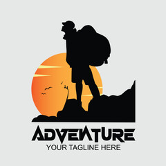 Adventure  Silhouette with sunset vector