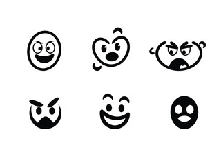 set of funny cartoon faces