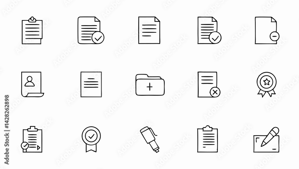 Poster document set of web icons in line style documents (1).eps