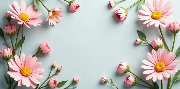 Stylish floral wedding invite design featuring daisy flowers on a gray backdrop, stylish, backdrop