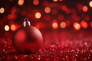 Obraz premium Red Christmas Ornament Glitter Background