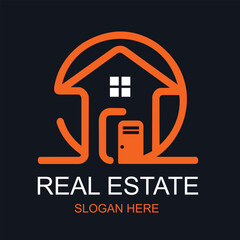 Luxury property logo with initial letter and slogan vector