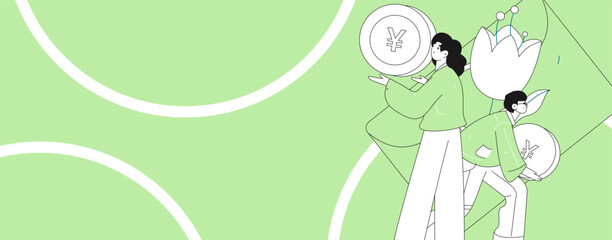 Use red envelopes to attract new customers and promote activity. Flat vector character concept illustration
