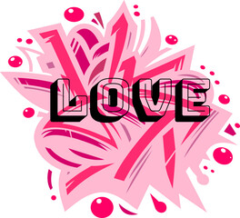 Graffiti Logo Style LOVE Word with Abstract Explosion