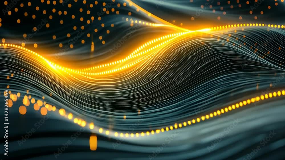 Poster dynamic patterns of light create an enchanting atmosphere in a vivid digital landscape generative ai