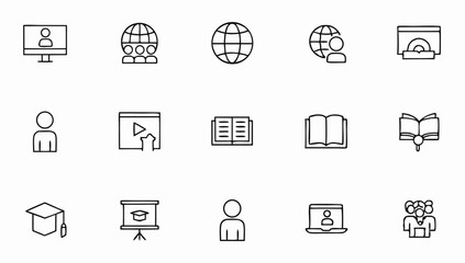 e learning set of web icons in line style  online .eps