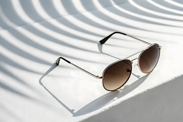 Stylish Round Sunglasses with Gradient Lenses on White Surface	
