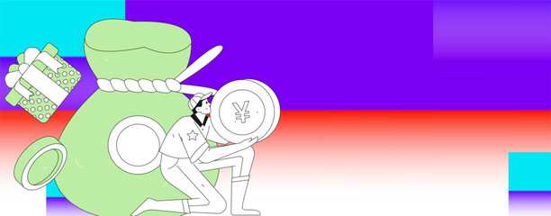 Use red envelopes to attract new customers and promote activity. Flat vector character concept illustration
