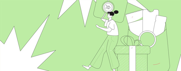 Use red envelopes to attract new customers and promote activity. Flat vector character concept illustration
