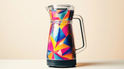 Colorful geometric design pitcher