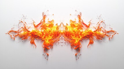 Fototapeta premium Abstract symmetrical fire design on white background