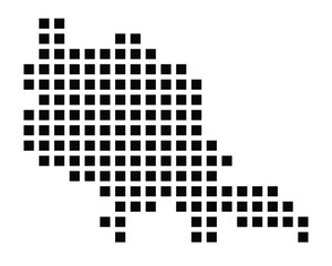 Symbol Map of the City Geretsried (Germany) showing the city with a pattern of just a few black squares