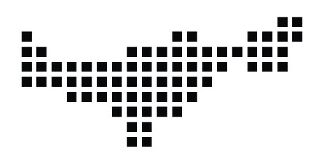 Symbol Map of the City Neckarsulm (Germany) showing the city with a pattern of just a few black squares