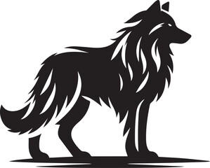Black and White Wolf Vector Silhouette Illustration