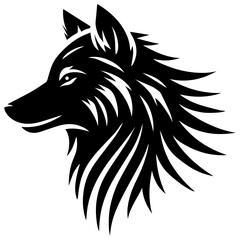 Black and White Wolf Head Silhouette