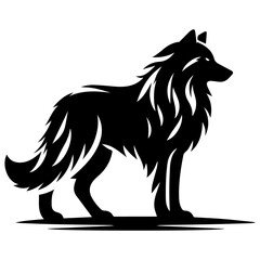 Black and White Wolf Vector Silhouette Illustration