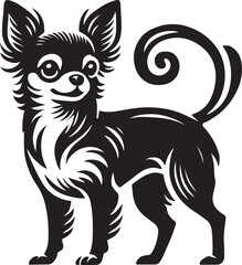 Black and White Chihuahua Vector Silhouette Illustration
