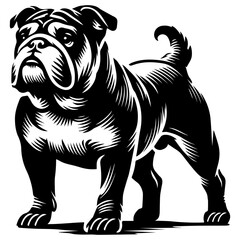 Black and White Bulldog Vector Silhouette Illustration