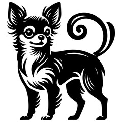 Black and White Chihuahua Vector Silhouette Illustration