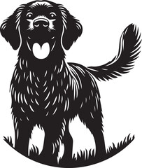 Fototapeta premium Black and White Dog Vector Silhouette Illustration