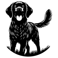 Black and White Dog Vector Silhouette Illustration