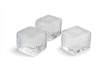 Three ice cubes, textured surfaces