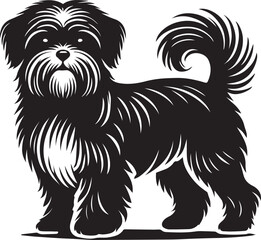Black and White Shih Tzu Vector Silhouette Illustration