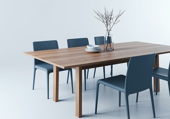 Contemporary Dining Table Set with Chairs and Vase
