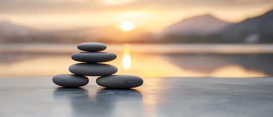 Stones Stacked Sunrise Lake