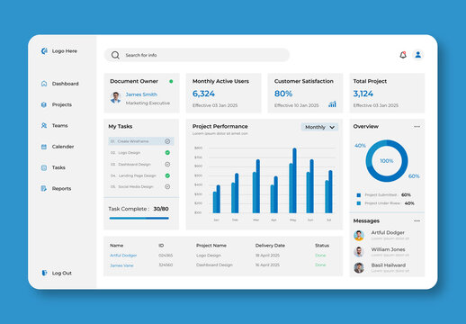 Project Management Dashboard Design