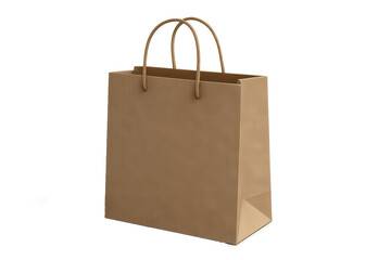 Brown Paper Shopping Bag with Handles on a Transparent Background