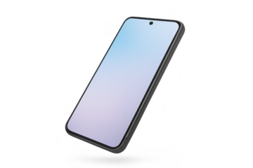 Minimalist smartphone with gradient display floating in mid-air