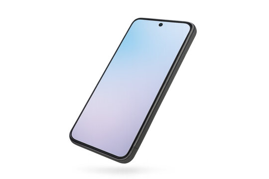 Minimalist smartphone with gradient display floating in mid-air