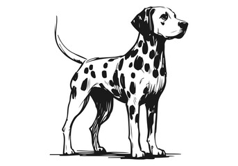 Dalmatian Dog Hand Drawn Illustration Sketch Vector Isolated by AZ for Books, Arts, Design and Decoration Graphic Asset