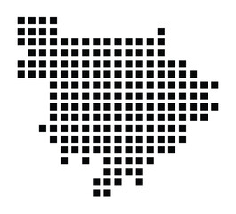 Symbol Map of the City Bergisch Gladbach (Germany) showing the city with a pattern of just a few black squares