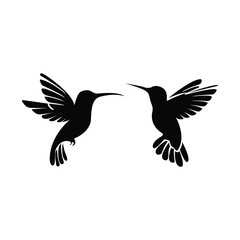 Obraz premium Black Silhouette of a Hummingbird in Flight