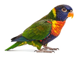 Naklejka premium Colorful Rainbow Lorikeet Parrot on Isolated White Background