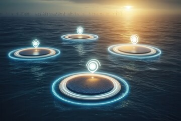 Floating data points on ocean