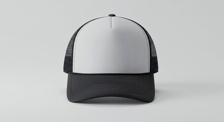 Blank white and black trucker cap mockup