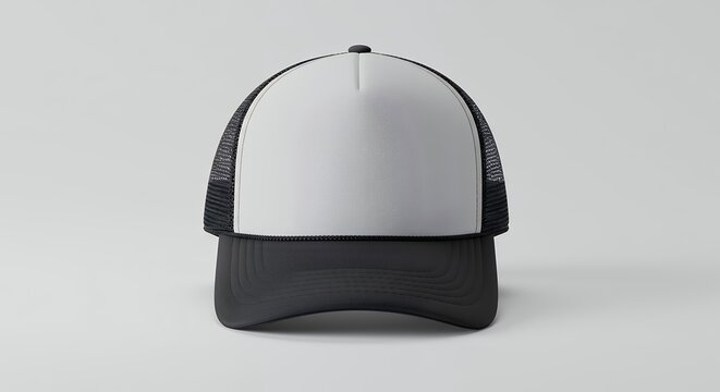 Blank white and black trucker cap mockup